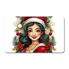 Young Woman With Santa Claus Clothes Isolated Illustration Wb Magnet (rectangular) by dflcprintsclothing