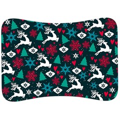 Holiday Season Pattern December Happy Holidays Merry Christmas Winter Family Festive New Year Velour Seat Head Rest Cushion by Maspions