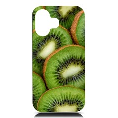 Kiwi Texture, Background With Kiwi, Fruits, Kiwi Iphone 16 Black Uv Print Pc Hardshell Case by kyorashop23