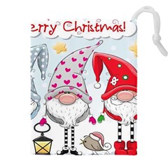 Merry Christmas, Christmas, Cute, Red, Merry, Gnomes Drawstring Pouch (4xl) by kyorashop23