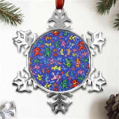 Grateful Dead Dancing Bears Pattern Metal Small Snowflake Ornament by Salmanaz77