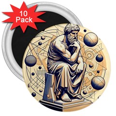 Thinker Sculpture Design Geometric 3  Magnets (10 Pack)  by Salmanaz77