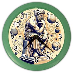 Thinker Sculpture Design Geometric Color Wall Clock by Salmanaz77