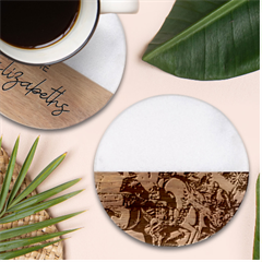 Christmas Art 01 Classic Marble Wood Coaster (round)  by myclothy