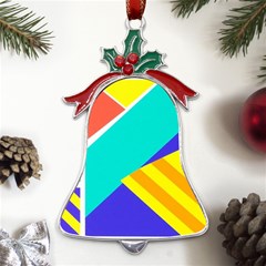 Geometric  Design 04 Metal Holly Leaf Bell Ornament by myclothy