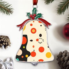Geometric Design Metal Holly Leaf Bell Ornament by myclothy