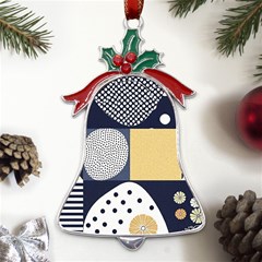 Geometric Design 10 Metal Holly Leaf Bell Ornament by myclothy