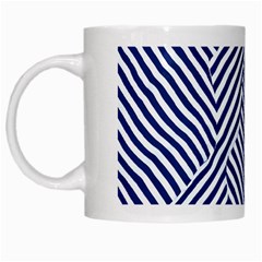 Blue And White Abstract Stripes White Mug by SpinnyChairDesigns
