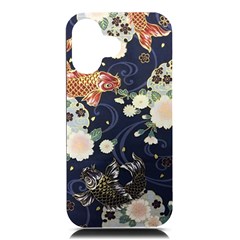 Japanese Wave Koi Illustration Pattern Iphone 16 Black Uv Print Pc Hardshell Case