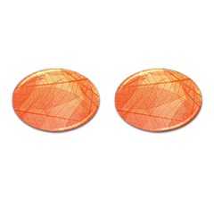 Abstract Texture Of Colorful Bright Pattern Of Transparent Leaves Of Orange And Yellow Color Cufflinks (oval) by Posterlux