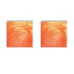Abstract Texture Of Colorful Bright Pattern Of Transparent Leaves Of Orange And Yellow Color Cufflinks (square) by Posterlux