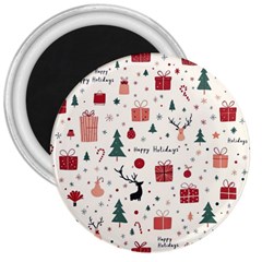 Happy Holiday Xmas Christmas Pattern 3  Magnets by Paksenen
