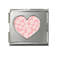 Lace White Ornamental Textile Mega Link Heart Italian Charm (18mm) by Paksenen