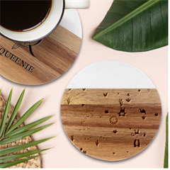 Pet Animal 03 Marble Wood Coaster (round) by myclothy
