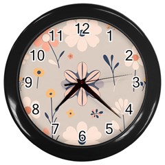  Minimalist Pattern With Simple Lines,flower And Shapes, Creating A Clean And Modern Wall Clock (black) by myclothy