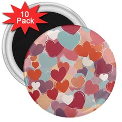 Valentines Day Hearts Romance Love 3  Magnets (10 Pack)  by Posterlux