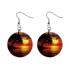 Sunset Nature Sea Dusk Landscape Mini Button Earrings by Salmanaz77