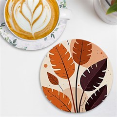 Leaves Boho Monster Nature Uv Print Round Tile Coaster by Salmanaz77