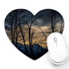 Tree Silhouette At Border Of Nahuel Haupi Lake, Rio Negro, Argentina Heart Mousepad by dflcprintsclothing