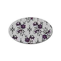 Elegant Purple Floral Jacquard Mesh Lace Fabric Sticker Oval (100 Pack) by ArtfulThreads