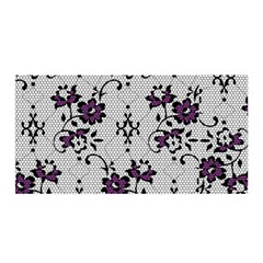 Elegant Purple Floral Jacquard Mesh Lace Fabric Satin Wrap 35  X 70  by ArtfulThreads