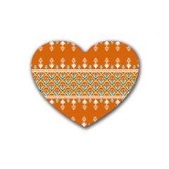 Winter Wonderland Seamless Pattern: Christmas Trees & Snowflakes On Dark Background Rubber Heart Coaster (4 Pack) by ArtfulThreads