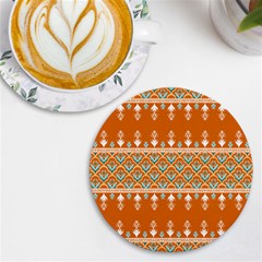 Winter Wonderland Seamless Pattern: Christmas Trees & Snowflakes On Dark Background Uv Print Round Tile Coaster by ArtfulThreads
