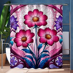 Fantasy Pink Flowers Stained Glass Shower Curtain 60  X 72  (medium)  by Grandong