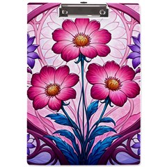 Fantasy Pink Flowers Stained Glass A4 Acrylic Clipboard by Grandong