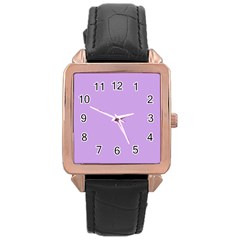Luscious Lavender Hex #cca3e7 Rose Gold Leather Watch  by dressshop