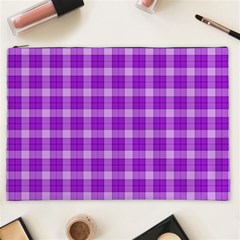 Purple Plaid Tartan 3 Cosmetic Bag (xxl) by dressshop