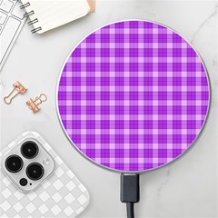 Purple Plaid Tartan 3 Wireless Fast Charger(white) by dressshop
