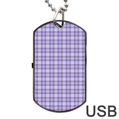 Purple Plaid Tartan 2 Dog Tag Usb Flash (one Side) by dressshop