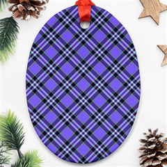 Blue Tartan Plaid 1 Diagonal Ornament (oval) by dressshop