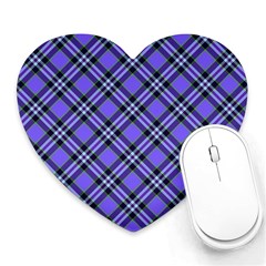 Blue Tartan Plaid 1 Diagonal Heart Mousepad by dressshop