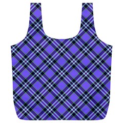 Blue Tartan Plaid 1 Diagonal Full Print Recycle Bag (xl) by dressshop