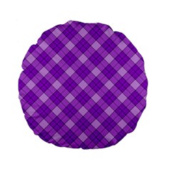 Purple Plaid Tartan 3 Diagonal (2) Standard 15  Premium Flano Round Cushions by dressshop