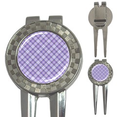 Purple Plaid Tartan 2 Diagonal 3-in-1 Golf Divots by dressshop
