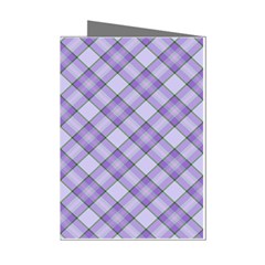 Purple Plaid Tartan 2 Diagonal Mini Greeting Cards (pkg Of 8) by dressshop