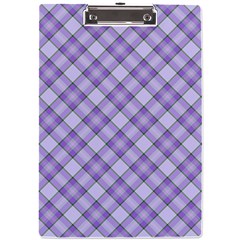Purple Plaid Tartan 2 Diagonal A4 Acrylic Clipboard by dressshop