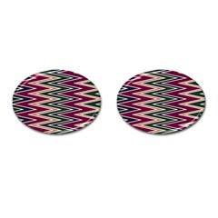 Pattern Zigzag Stripe Design Cufflinks (oval) by Maspions