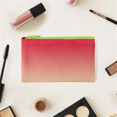 Crimson Red To Cream Yellow Linear Gradient Cosmetic Bag (xs) by GradientsOmbre