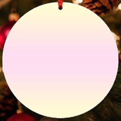 Cream Yellow To Pink Lace Bilinear Gradient Uv Print Acrylic Ornament Round by GradientsOmbre
