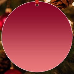 Burgundy Red To Coral Pink Linear Gradient Uv Print Acrylic Ornament Round by GradientsOmbre