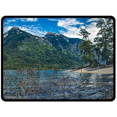 Beach At Los Alerces National Park, Chubut Province, Argentina Fleece Blanket (large) by dflcprintsclothing