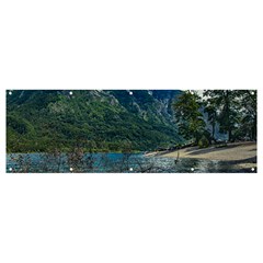 Beach At Los Alerces National Park, Chubut Province, Argentina Banner And Sign 12  X 4  by dflcprintsclothing