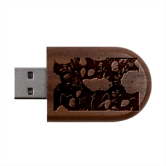 Poppy Flower Plant Petals Bloom Wood Oval Usb Flash Drive by Grandong