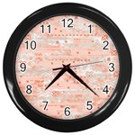 Boho Pattern Wall Clock (Black) Front