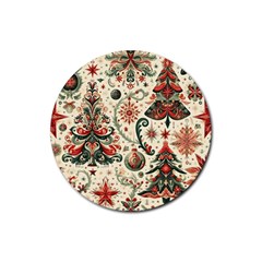 Christmas Tree Snow Rubber Round Coaster (4 Pack) by Bedest