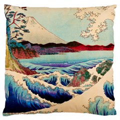 Wave Japanese Mount Fuji Ocean Large Cushion Case (two Sides) by Bedest